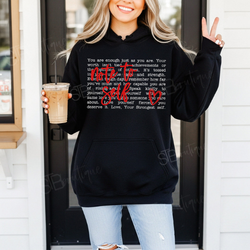 Note To Self White/Red Graphic Hoodie - Preorder