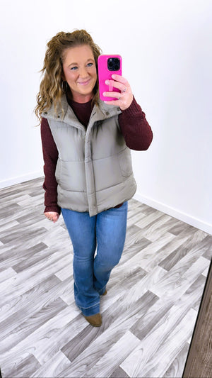 Taupe Quilted Puffer Vest