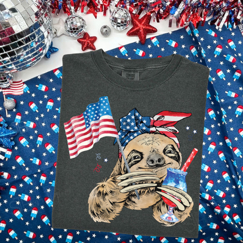 Patriotic Sloth Tee - Preorder - STB Boutique