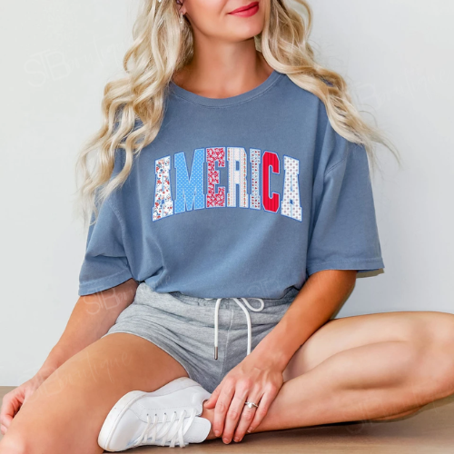 Patriotic America Patterned Tee - Preorder