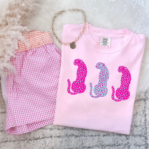 Pink Blue Cheetah Tee - Preorder