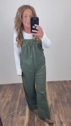 Olive Green Corduroy Overalls (1X-4X)