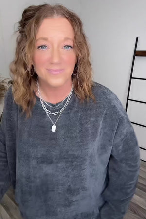 Dk Gray Oversized Dolman Pocket Long Top