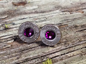 Purple Bullet Bling Stud Earrings