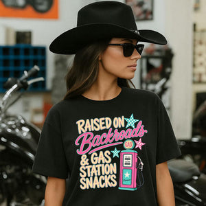Raised On Backroads & Gas Station Snacks Tee - Preorder