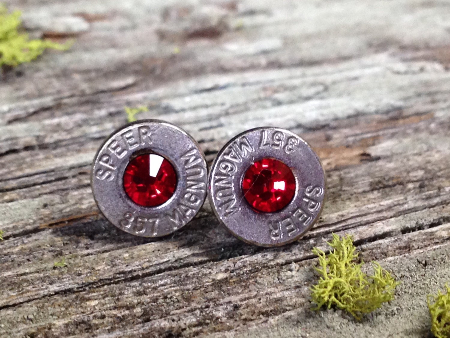 Red Bullet Bling Stud Earrings