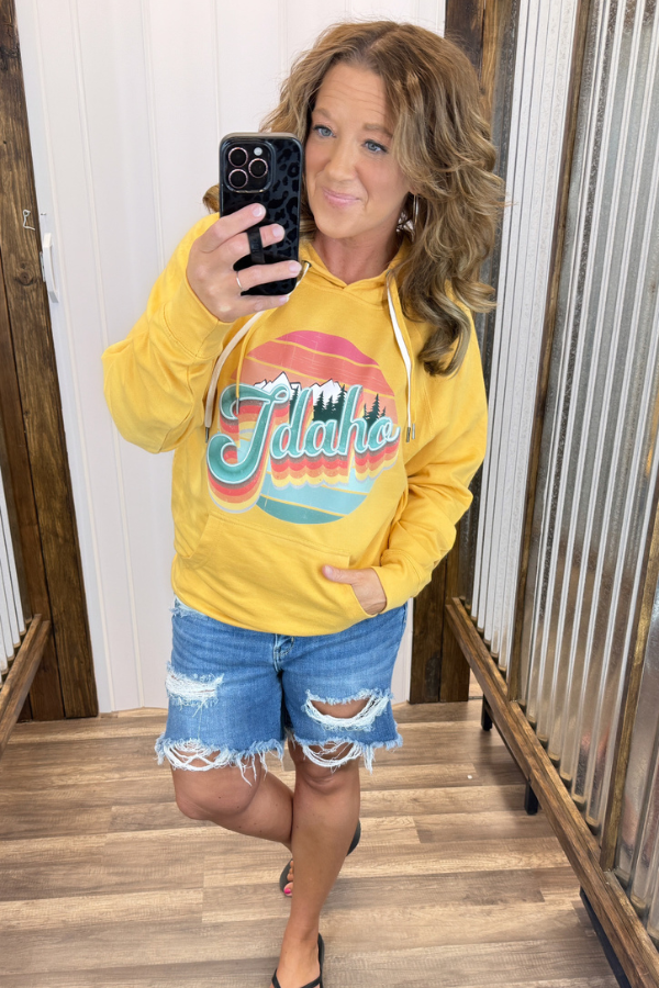 Retro Layered Idaho Yellow Hoodie (Unisex SM-2X)