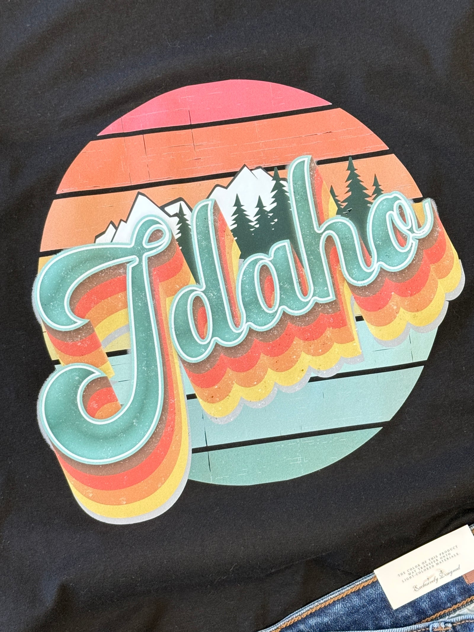 Retro Layered Idaho Black Tee (Unisex SM-2X)