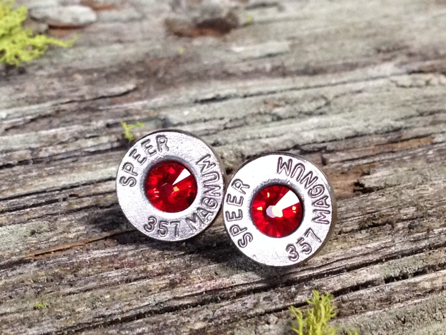 Ruby Red Bullet Bling Stud Earrings