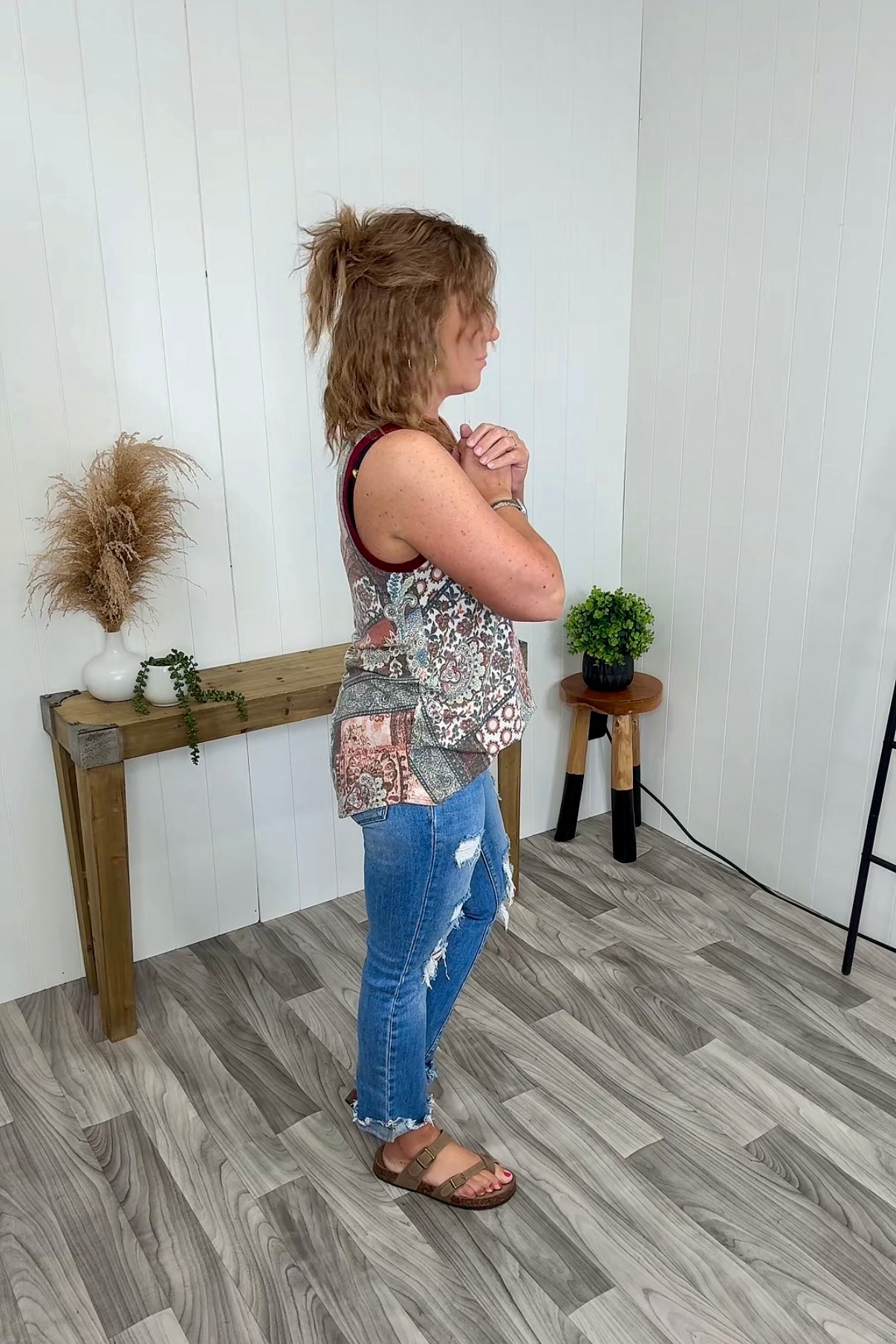 Burgundy Paisley Patch Tank (SM-3X) - STB Boutique