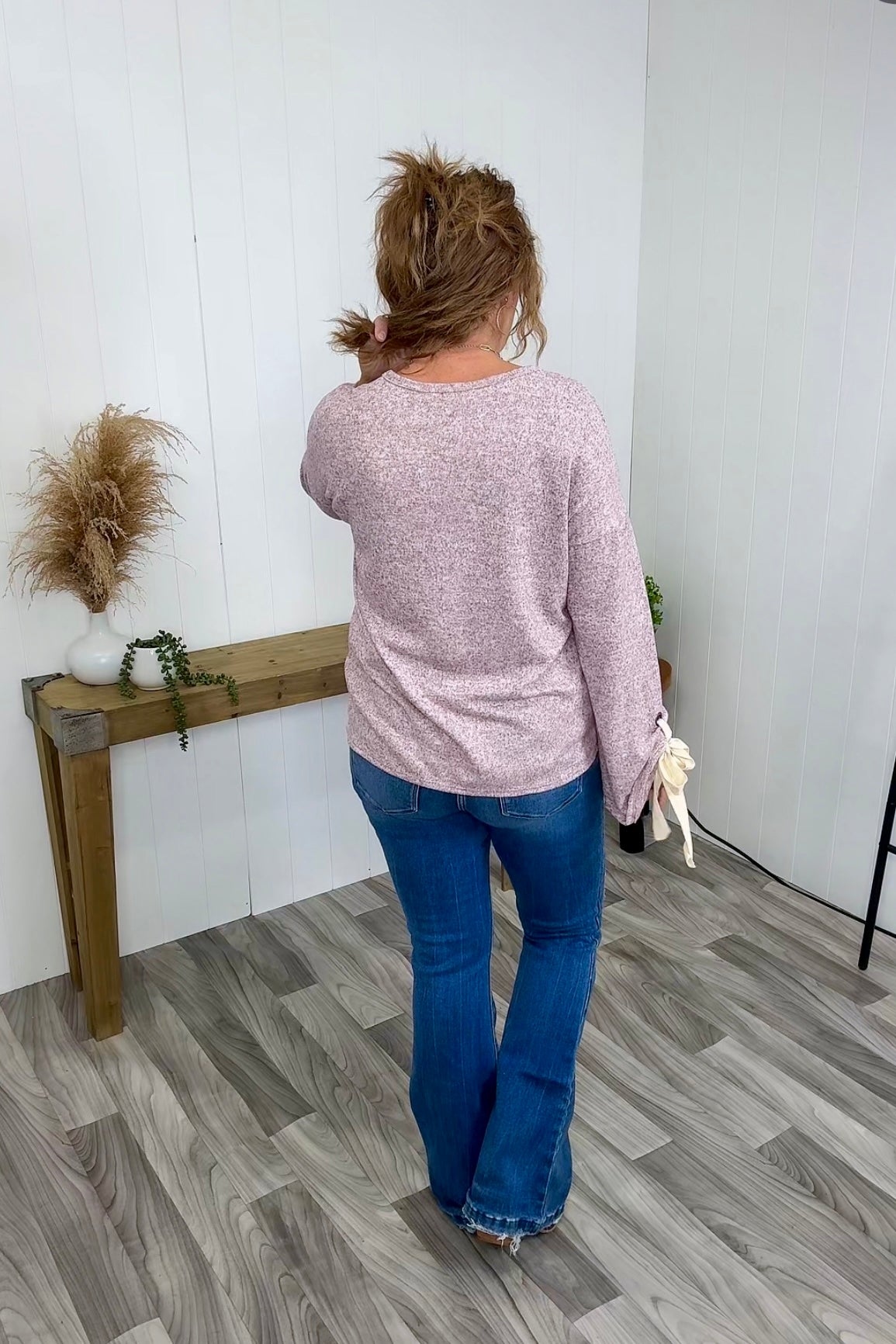 Burgundy 2Tone Brushed Sleeve Tie Sweater - STB Boutique