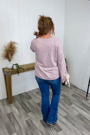 Burgundy 2Tone Brushed Sleeve Tie Sweater - STB Boutique