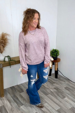 Burgundy 2Tone Brushed Sleeve Tie Sweater - STB Boutique