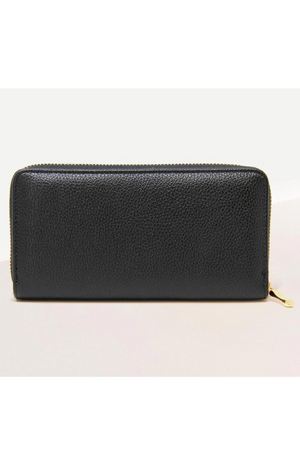 Black Textured Zip Wallet