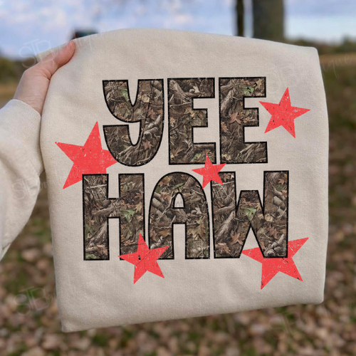 YeeHaw Camo & Stars Crewneck Sweatshirt - Preorder - STB Boutique