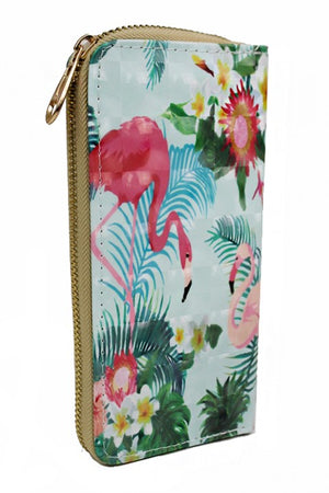 Tropical Pink Flamingo Zip Wallet
