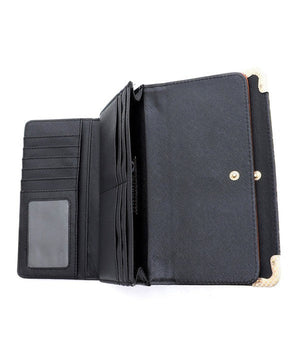 Black Tri Fold Clutch Wallet