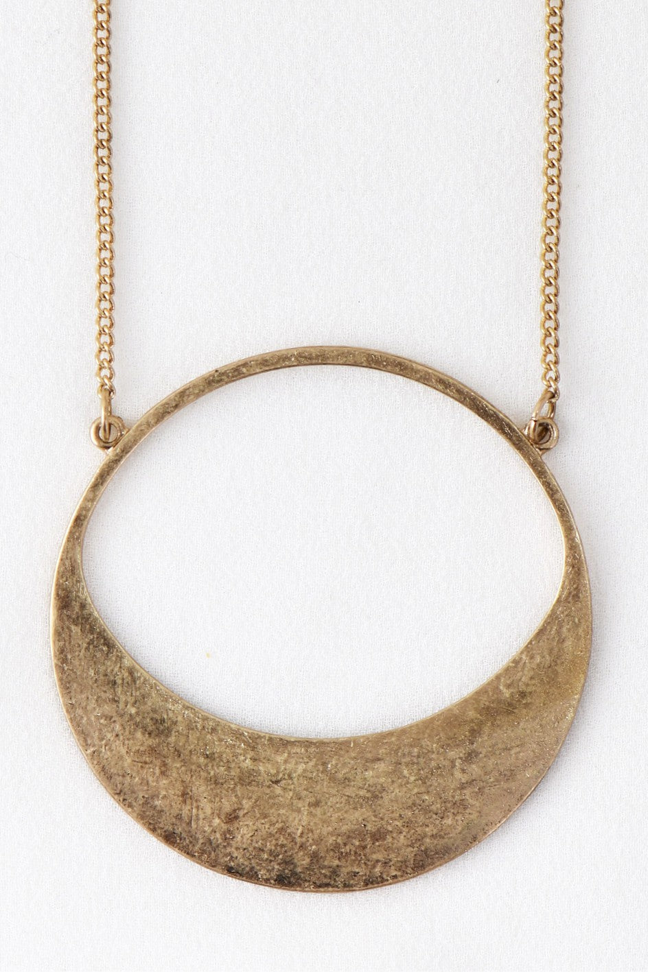 Brushed Gold Circle Pendant Necklace