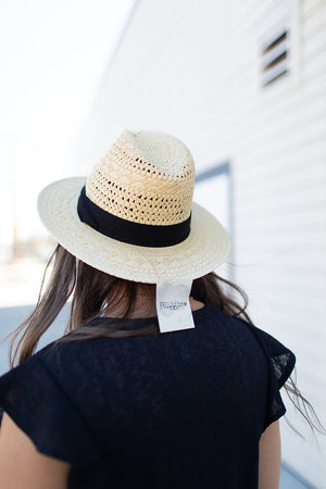 Boho Summer Weaved Ribbon Panama Hat-Natural