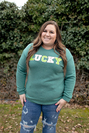 Lucky Chenille Patch Crewneck Sweatshirt (SM-2X)