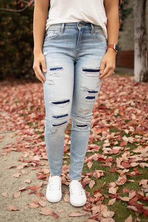 KanCan Natasha High Rise Patched Super Skinny Jeans