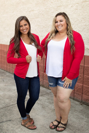 Ruby Red Snap Front Cardigan (SM-3X)