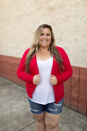 Ruby Red Snap Front Cardigan (SM-3X)