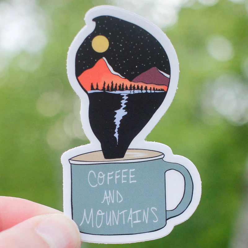 Coffee and Mountains Sticker