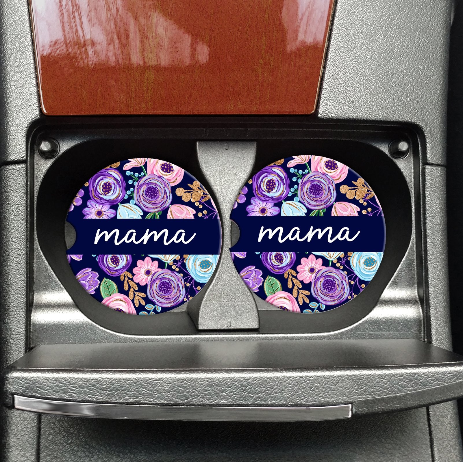 Mama Floral Car Coasters On The Go