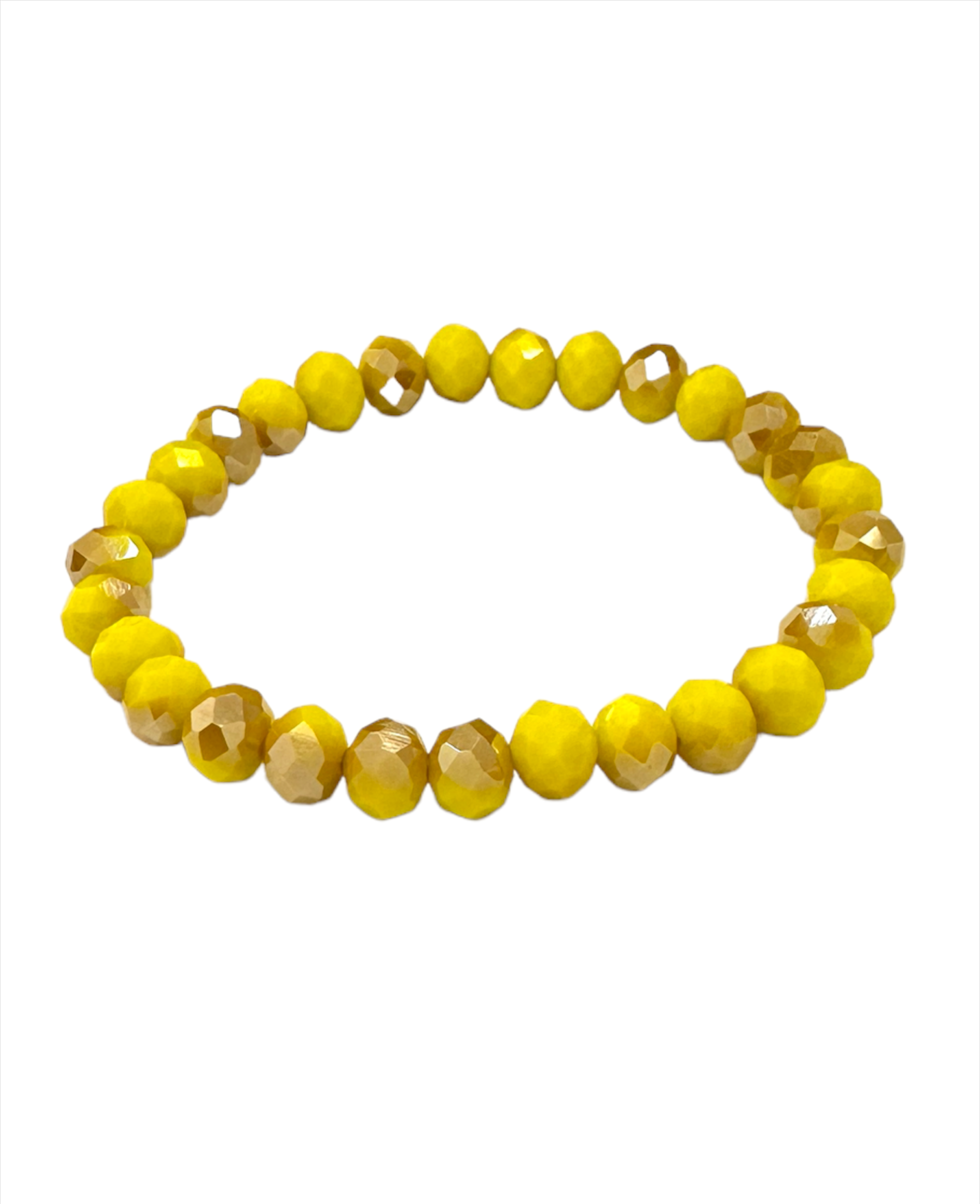 Shiny 2Tone Yellow Stretch Bead Bracelet